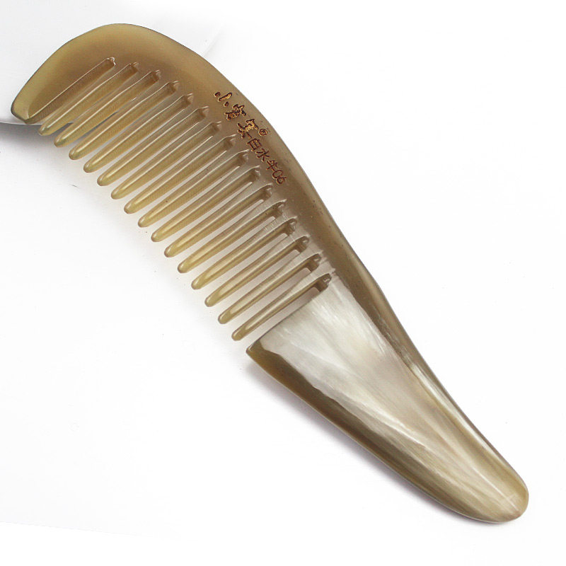 小背篓牛角梳天然手工白水牛角梳子宽齿大齿送妈妈生日礼物可刻字