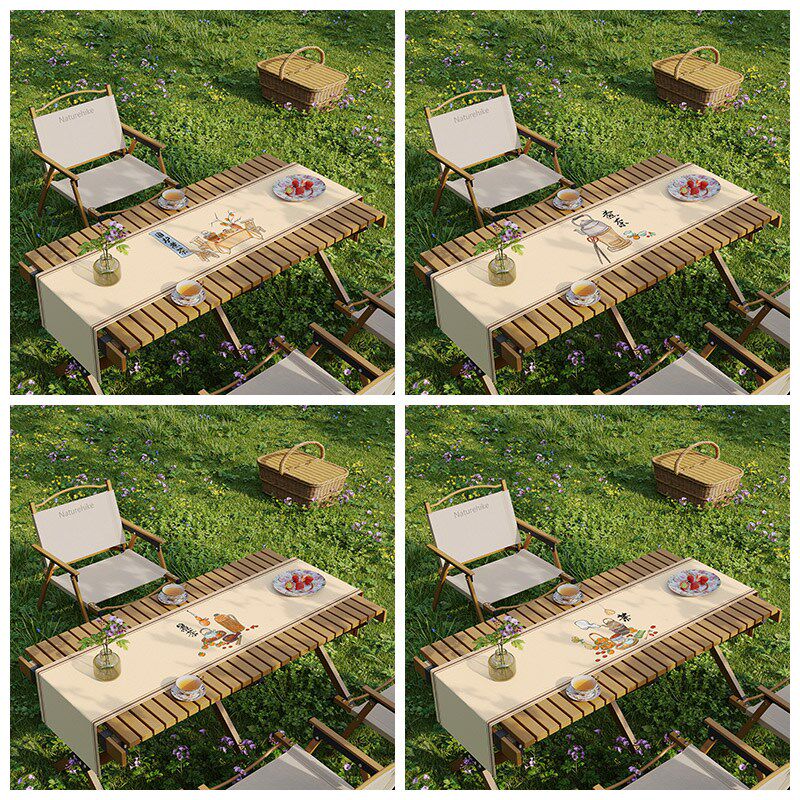 2025新款户外野餐露营折叠蛋卷桌桌旗围炉煮茶餐桌布春游野营桌垫