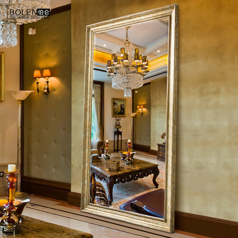 BOLEN美式欧式穿衣镜子全身试衣镜落地镜复古超大全身服装店镜子