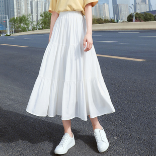 白色气质半身裙女小个子蛋糕裙百搭夏季新款中长款a字显瘦大摆裙