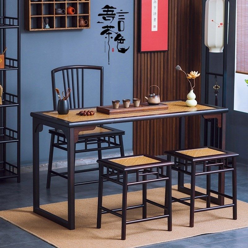 新中式席面小户型茶桌椅组合几桌办公室客厅阳台家用书法餐泡茶桌