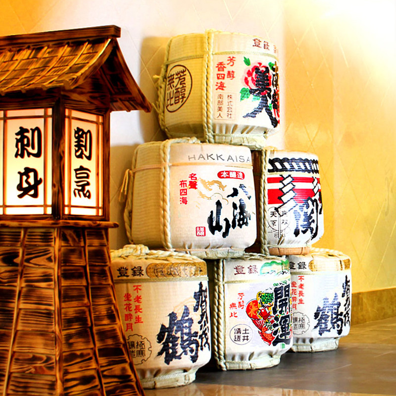 日韩料理店酒樽居酒屋摆件神器装饰品烧肉店摆件火锅店摆设清酒桶