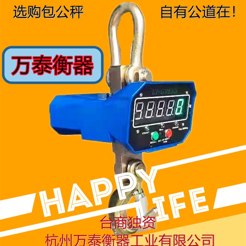杭州万泰电子吊秤1t包公牌吊秤2t吊钩秤3t吊磅5T吊称10吨行车秤