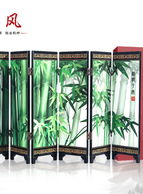 中国特色漆器工艺品屏风客厅装饰摆件商务办公礼品竹报平安