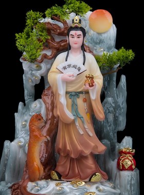 汉白玉黄家姑娘公子拜月教主黄鼠狼人像家用客厅中式工艺品摆件