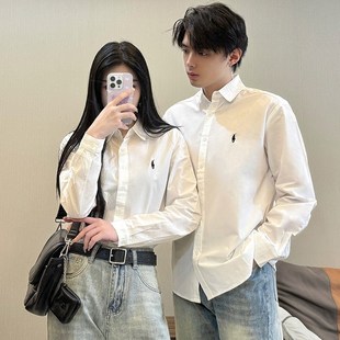 结婚拍情侣装秋装2024新款白色衬衫男女领证衬衣证件拍照气质衣服