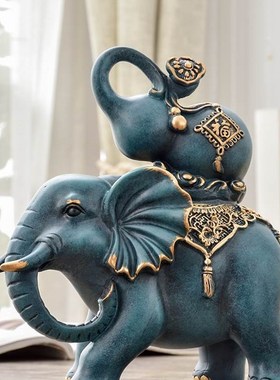 欧式家居客厅装饰品大象摆件葫芦招财玄关电视柜办公室桌面新中式