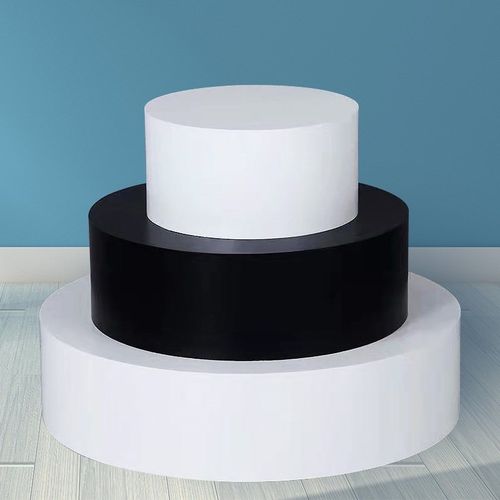 网红直播站台圆形小舞台模特地台婚纱服装店试衣台摄影圆柱展示台