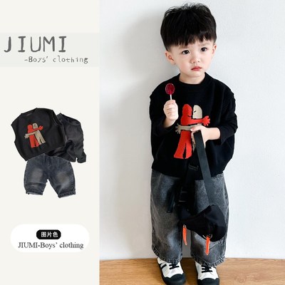 男童春季2025新款休闲百搭潮童针织马甲纯棉打底衫裤子中小童套装