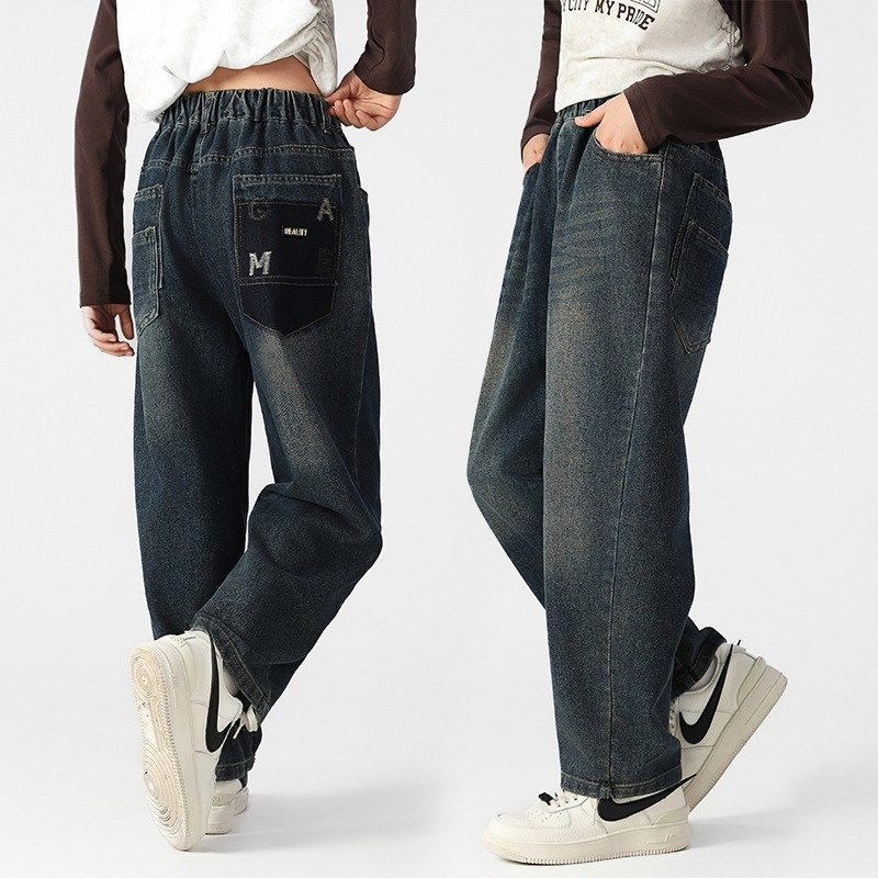 胖女童薄款牛仔裤加肥大码春装中大童宽松老爹裤直筒裤初中生裤子,童装/婴儿装/亲子装,儿童牛仔裤,淘宝优惠券,粉丝福利购,淘宝优惠卷