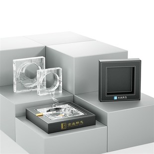 皮革装饰时尚烟灰缸创意个性大小号玻璃水晶烟缸办公用品礼品定制