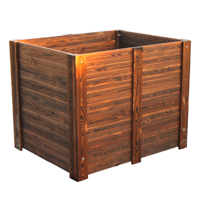 防腐木花箱户外庭院阳台室内正方形实木种树大花盆定制碳化木花槽