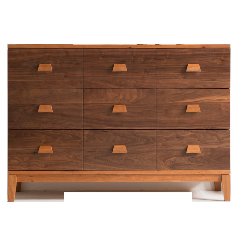 山丁 拼色九斗柜 黑胡桃樱桃木原木实木储物柜收纳简约日式包邮