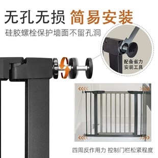 KINGBO实木楼梯门护栏儿童安全门栏婴儿围栏免打孔宠物隔离栅栏杆