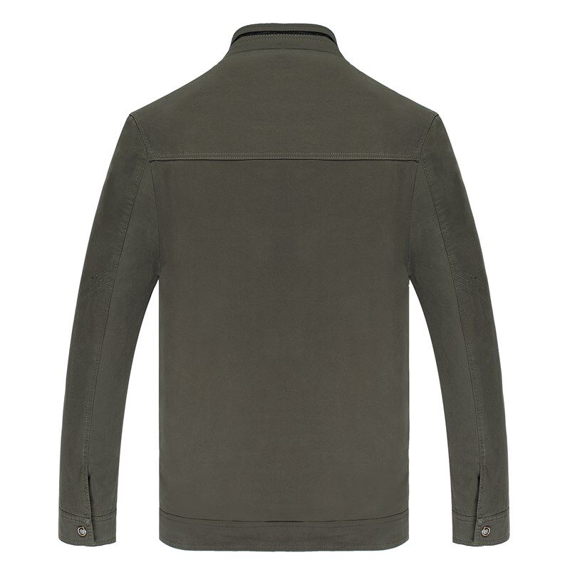 中年男士秋装外套男装薄款夹克衫秋冬季中老年纯棉爸爸装加绒上衣