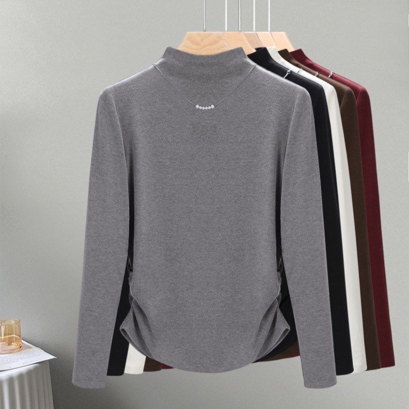 安可拉红2024新款半高领女t恤长袖秋季内搭加厚加绒上衣打底衫,女装/女士精品,T恤,淘宝优惠券,粉丝福利购,淘宝优惠卷