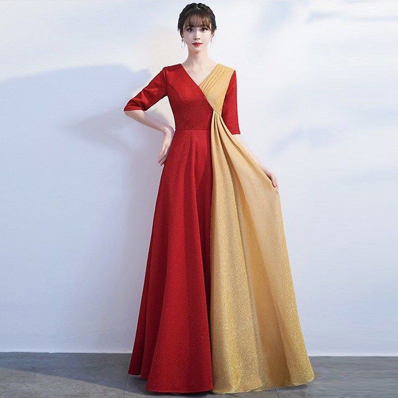 合唱团演出服女连衣裙学生比赛朗诵表演服装成人礼礼服气质长裙夏