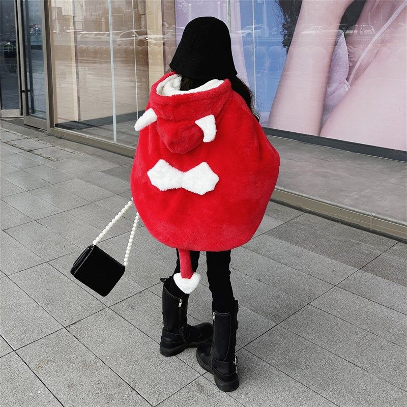 儿童皮草斗篷外套冬季新款男女童宝宝毛毛披肩万圣节仿獭兔毛披风