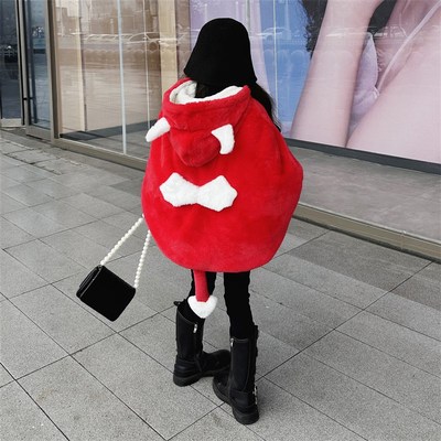 儿童皮草斗篷外套冬季新款男女童宝宝毛毛披肩万圣节仿獭兔毛披风