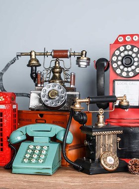 民国风老式电话机电视机摆件美式工业风复古餐饮店服装店铺装饰品