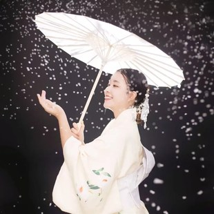 包邮舞蹈伞演出伞古典怀旧绸布diy油纸伞汉服伞纯白色伞 素面红伞