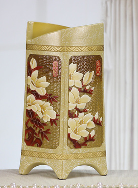 彩陶屏风新中式陶艺家居装饰品摆件书房客厅博古架书柜电视柜摆设