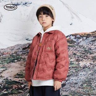 mipo冬装儿童轻薄羽绒服男短款新款翻领女童冬季外套