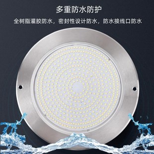 led超薄泳池挂壁灯12v七彩无线遥控防水户外防水景观水下水池灯