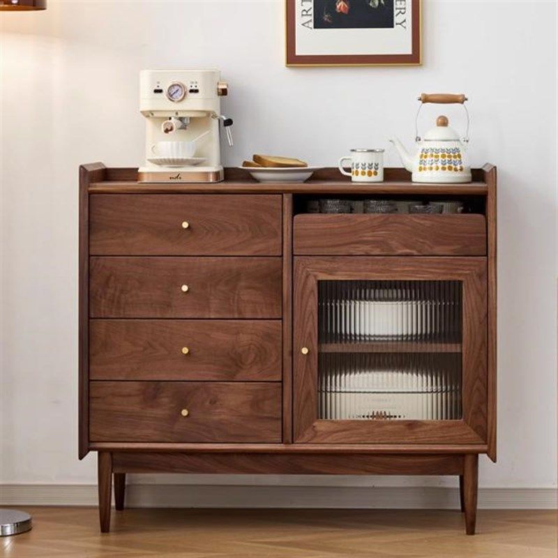 北美黑胡桃木实木餐边柜简约储物柜碗柜茶水柜客厅边柜大小户型收,住宅家具,餐边柜,淘宝优惠券,粉丝福利购,淘宝优惠卷