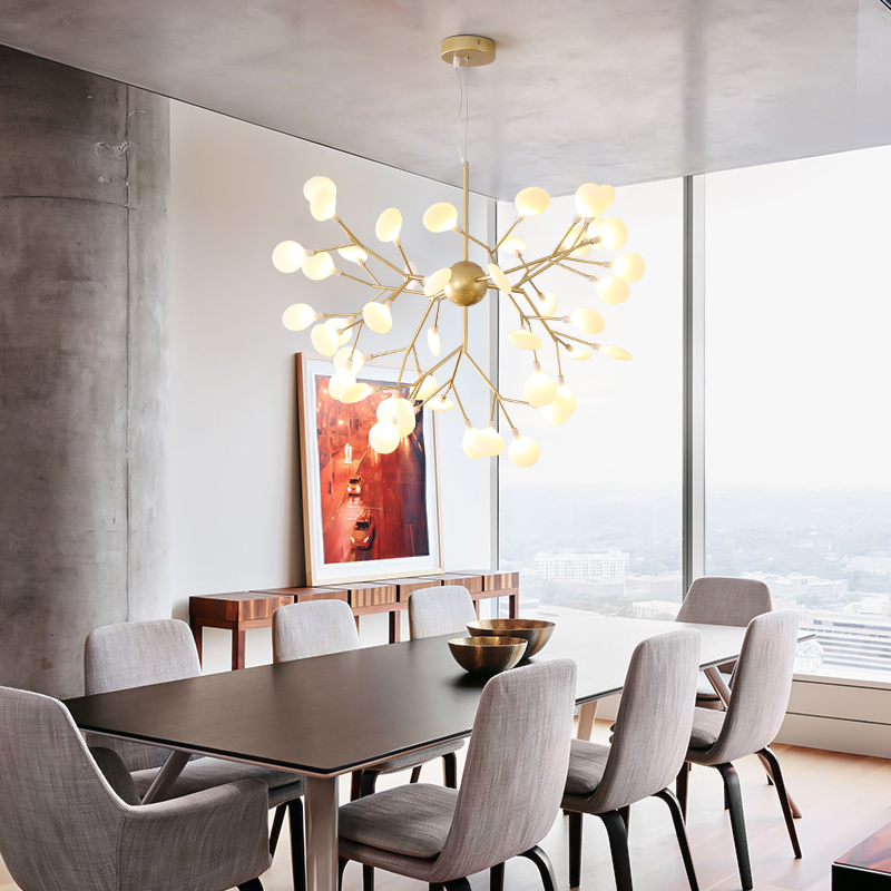 北欧吊灯后现代简约创意个性温馨卧室灯网红客厅灯树枝萤火虫灯具