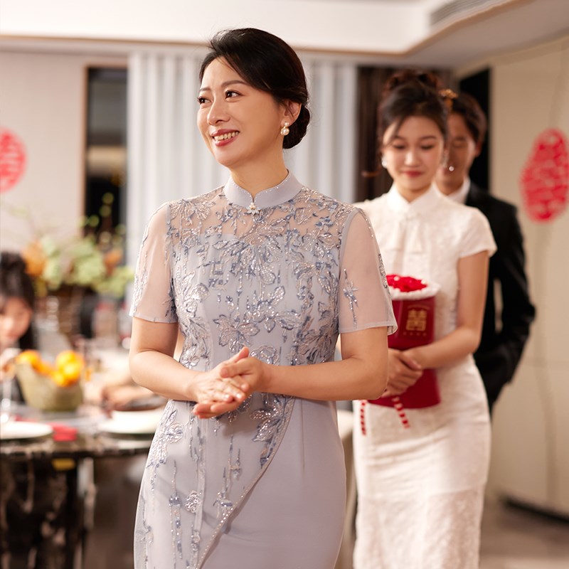 喜婆婆夏季新款礼服喜妈妈礼服高贵年轻旗袍喜婆婆婚宴装2025新款