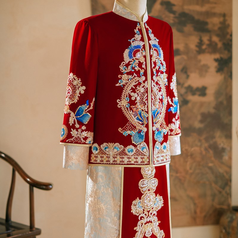 男士秀禾服2024新款中式新郎结婚敬酒礼服高级龙凤褂男唐装秀和服