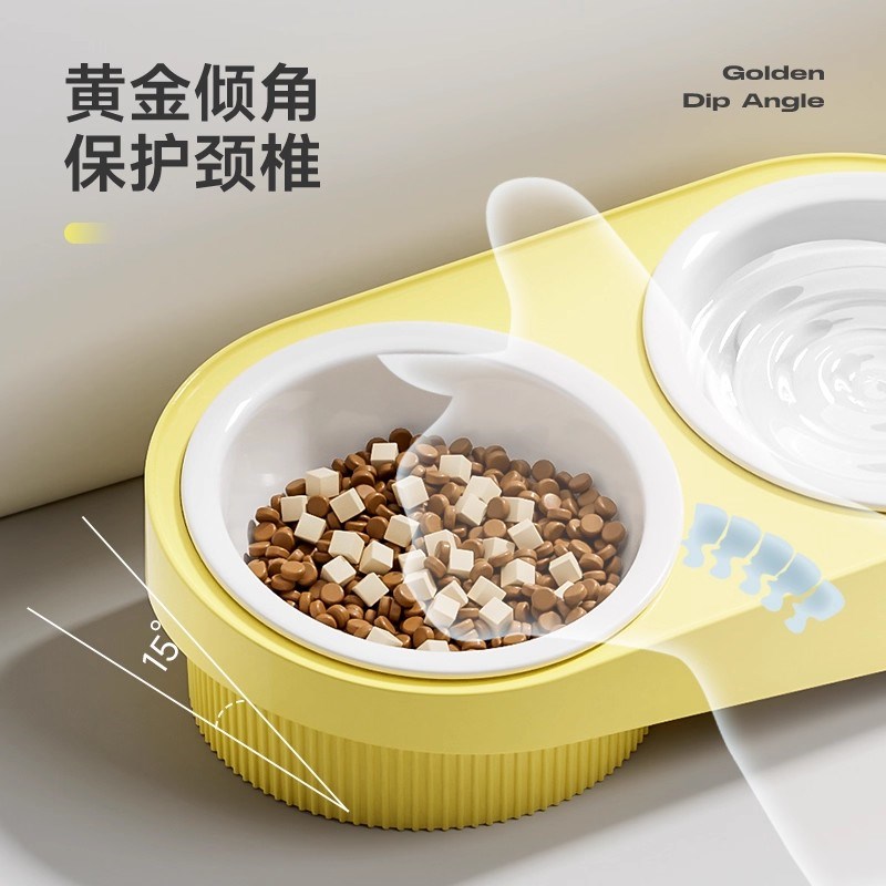 猫碗猫食盆陶瓷狗狗碗狗盆双碗猫咪饭碗猫粮碗小猫食碗宠物喝水碗