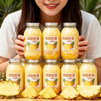 【许昌超市品质】凤梨奶昔鲜果鲜榨新鲜酸奶营养代餐解腻秋冬风味