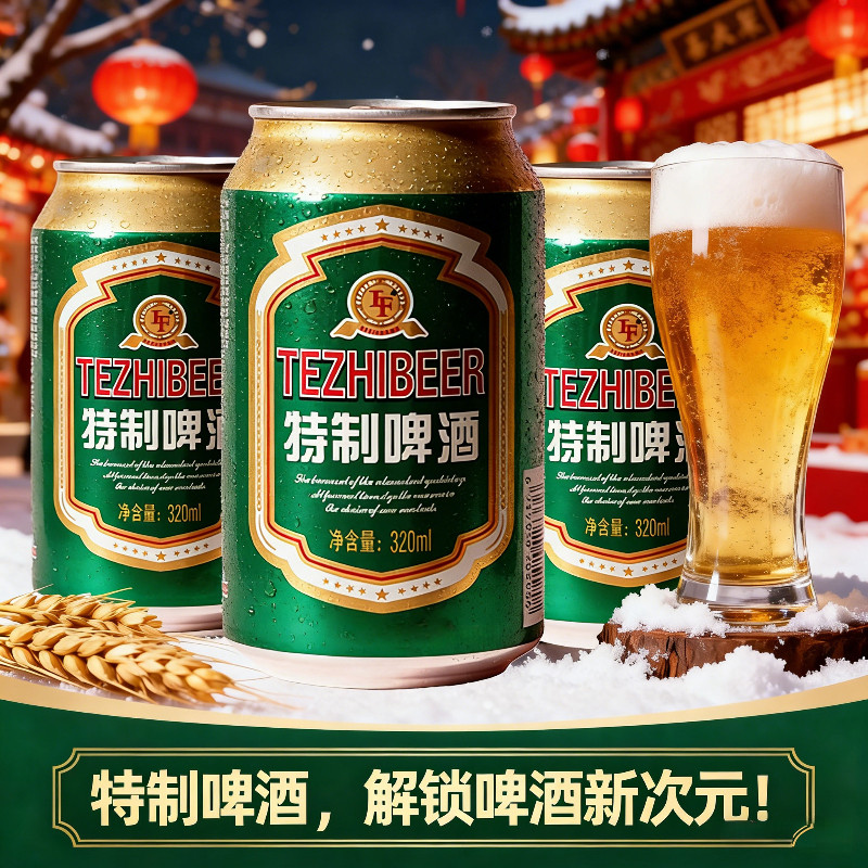 【8罐】特制啤酒正品整箱年货320ml罐装国产精酿易拉罐清淡啤酒