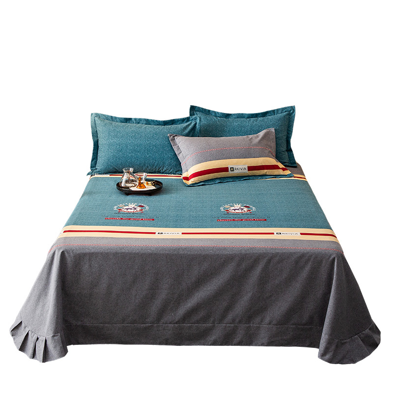 纯棉磨毛床单单件秋冬加厚床上用品全棉布女被单子单双人加大床单