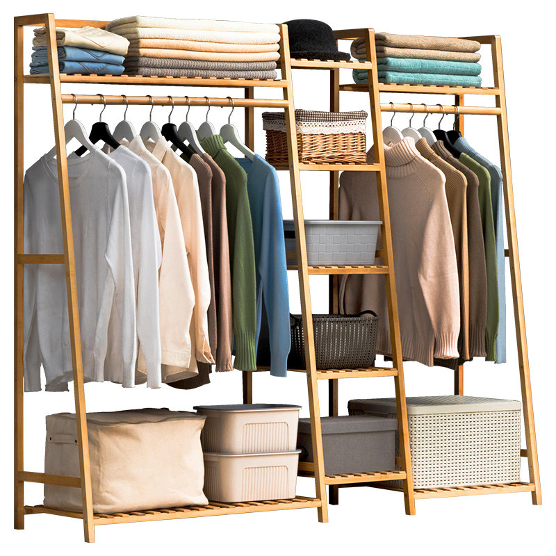 挂衣架落地卧室衣帽架子衣服置物架简易网红家用实木杆式衣柜门口