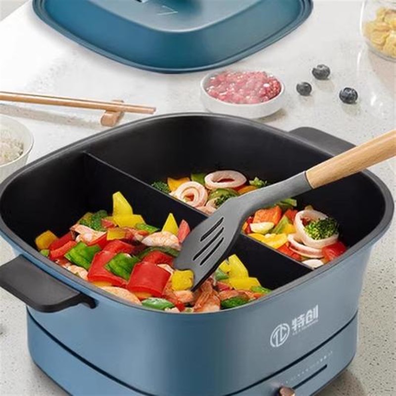 家用多功能电火锅分体式不粘锅电锅火锅蒸煮一体宿舍电热锅电煮锅