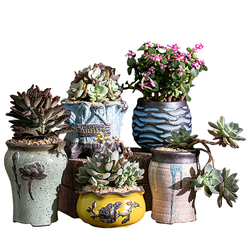 老桩花盆陶瓷复古粗陶创意中国风植物大号多肉小花盆大陶罐包邮