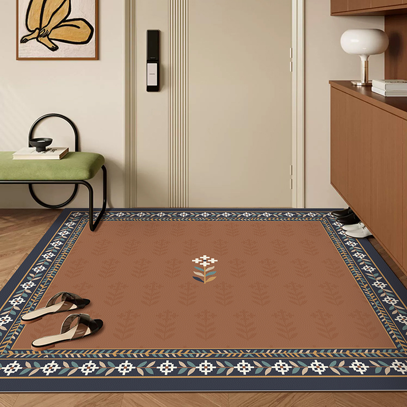 法式复古免洗入户门口皮革地垫复古防水防油耐脏高级感轻奢脚垫子