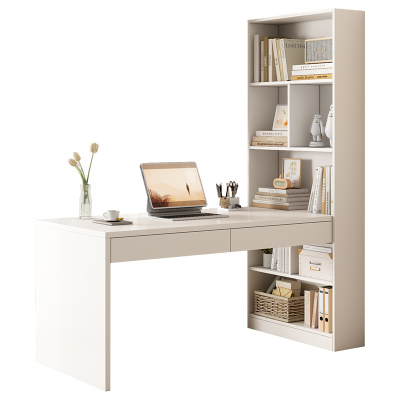 实木书桌书柜一体学生家用学习桌子写字台转角电脑桌带书架