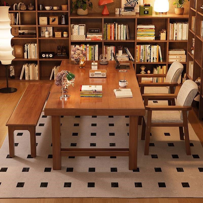 实木客厅大长书桌亲子阅读学习桌家用书房大板桌工作台一字长条桌,住宅家具,书桌,淘宝优惠券,粉丝福利购,淘宝优惠卷