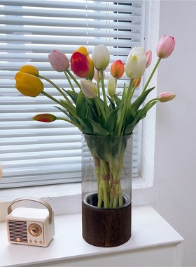 ndo手感保湿郁金香仿真档假餐桌艺客厅拍摄道具