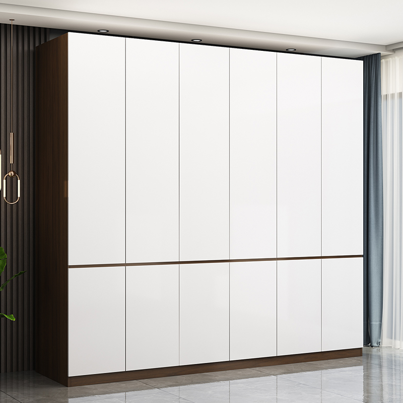 全实木家用卧室生态板四六门整体柜子出租房用大衣橱