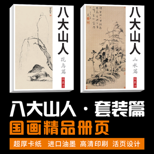 国画临摹卡画集册页国画临摹卡培训教材 八大山人山水花鸟套装