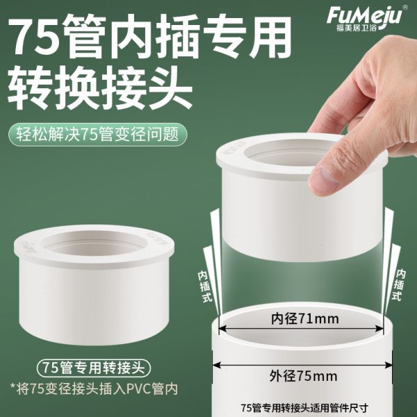 75PVC管变50/46排水管配件补芯直接转接头下水管件内插变径大小头