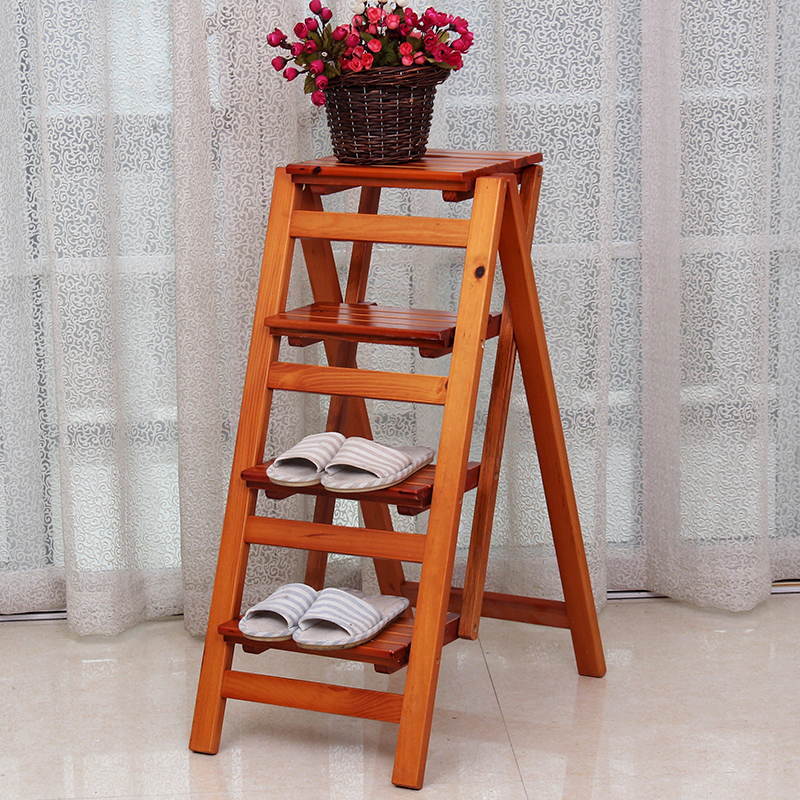 免安装实木梯子家用折叠梯加厚室内人字梯多功能二三四层登高梯凳