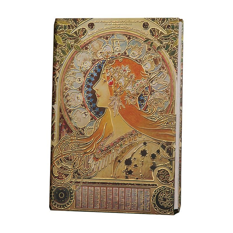 慕夏少女复古欧式精致插画手账本立体烫金全彩文艺加厚日记笔记本