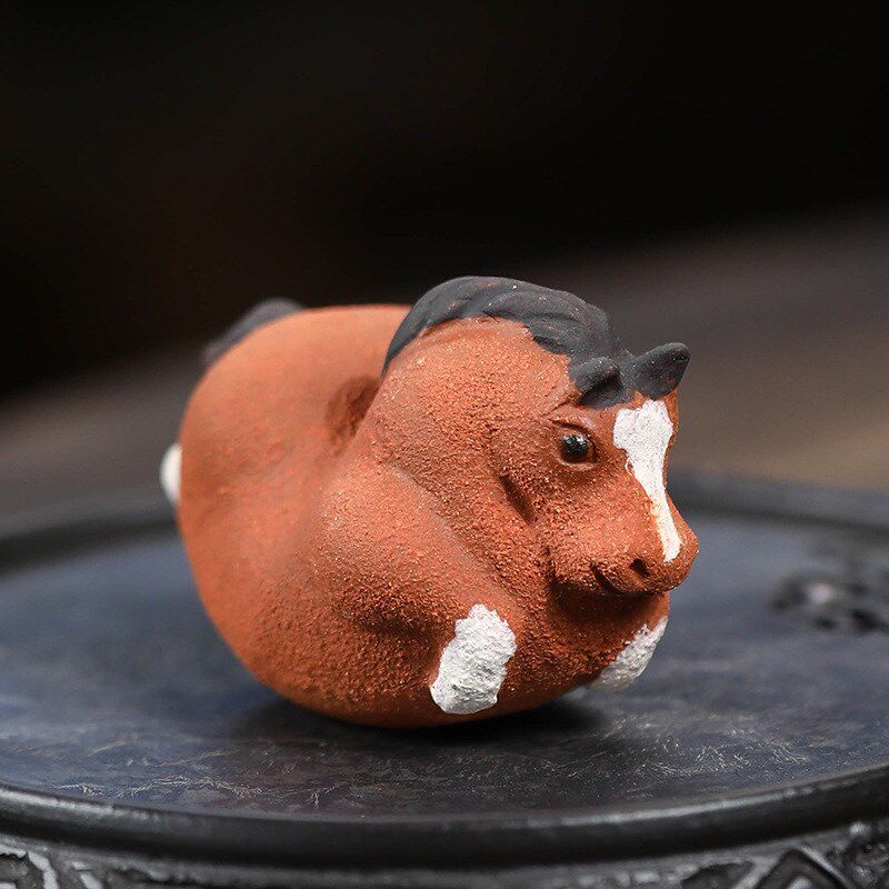 紫砂茶宠十二生肖马唐马手工倒翁养茶玩家居装饰小飞马