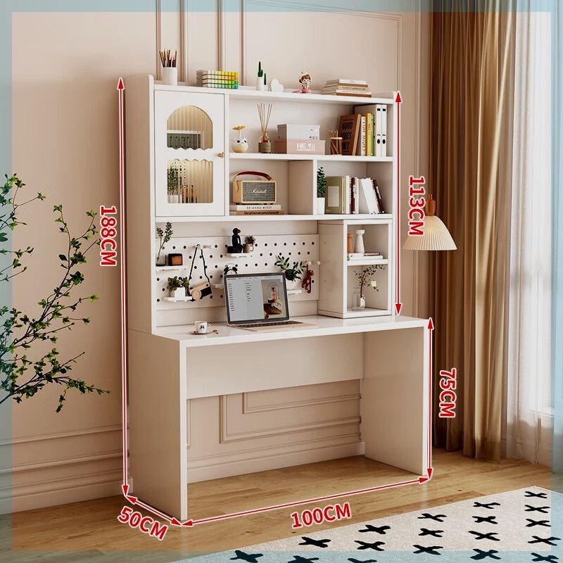 实木书桌书架一体桌转角书柜学习儿童旋转写字桌洞洞板学生电脑桌